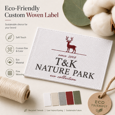 Custom Heat Transfer Woven Labels with Premium Logo Design for Clothing Brands Apparel Garments Sportswear Sustainable Fashion and High-End Brand Identification