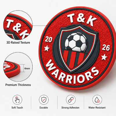 2026 Sports Club 3D Silicone Badge Custom Soccer Team Emblem Red Black Durable Raised Logo Polo Shirt OEM ODM