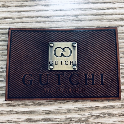 Metal brillante Logo For Cowboy Clothing de las parches de cuero de encargo amistosas de Eco